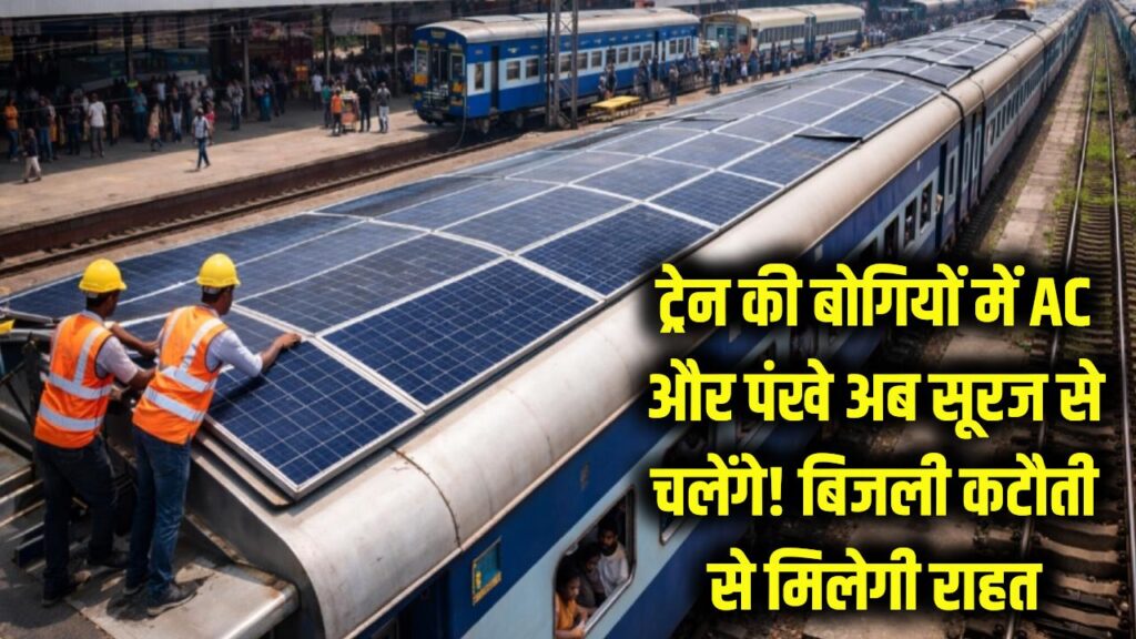 Solar Train: ट्रेन की बोगियों में AC और पंखे अब सूरज से चलेंगे! बिहार में बिजली कटौती से मिलेगी राहत 1 Solar Train: ट्रेन की बोगियों में AC और पंखे अब सूरज से चलेंगे! बिहार में बिजली कटौती से मिलेगी राहत